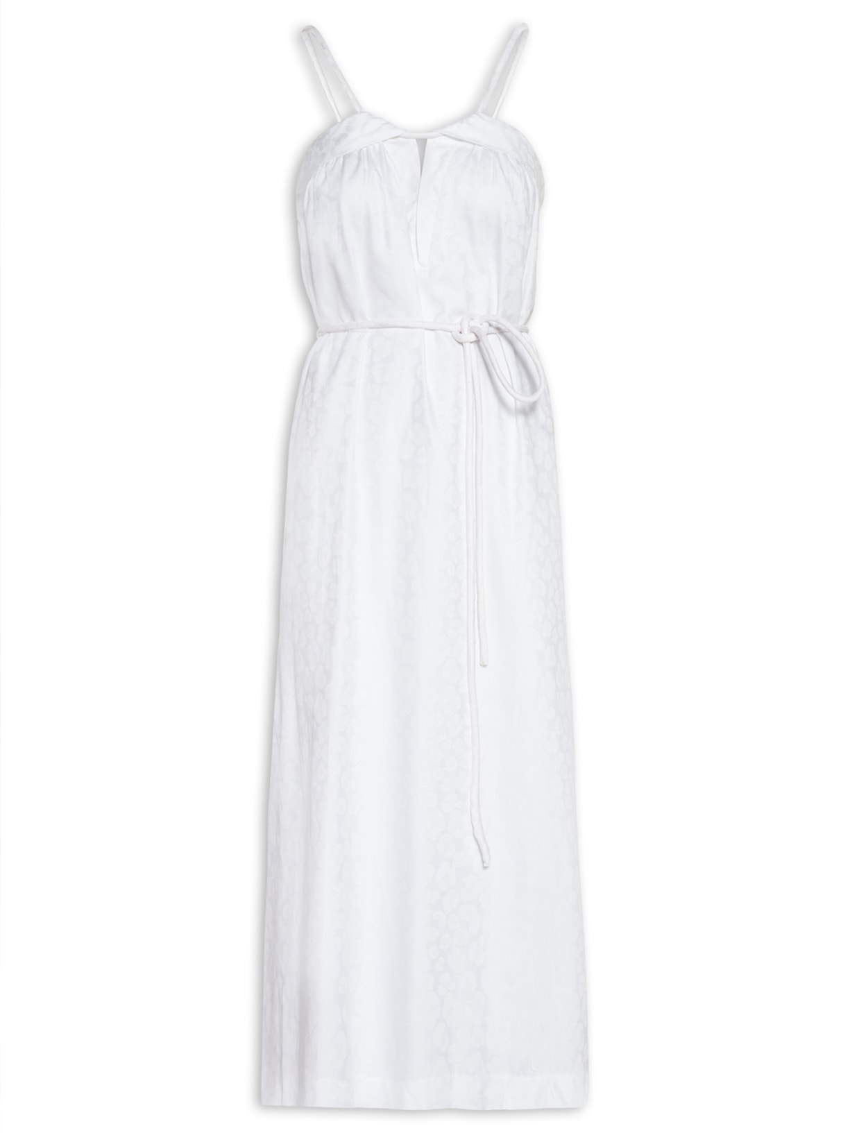 Vestido Pala Virada Jacquard Onça - Branco