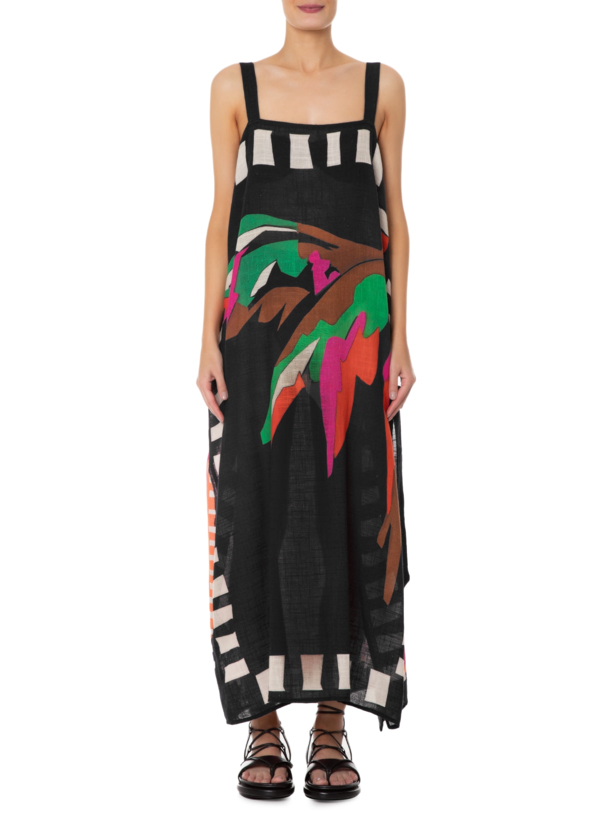 Vestido Pareô Coqueiro Preto Osklen