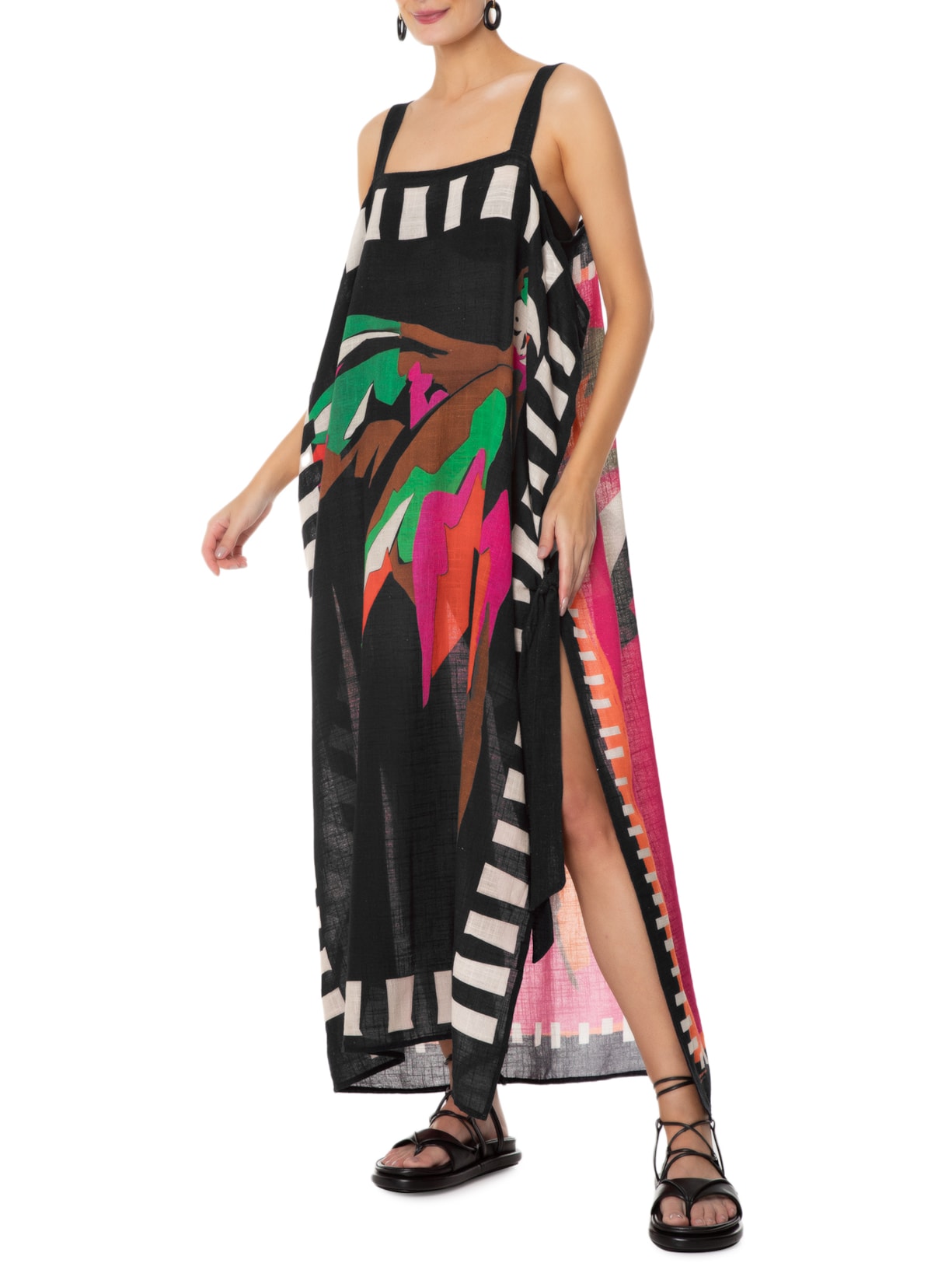 Vestido Pareô Coqueiro Preto Osklen