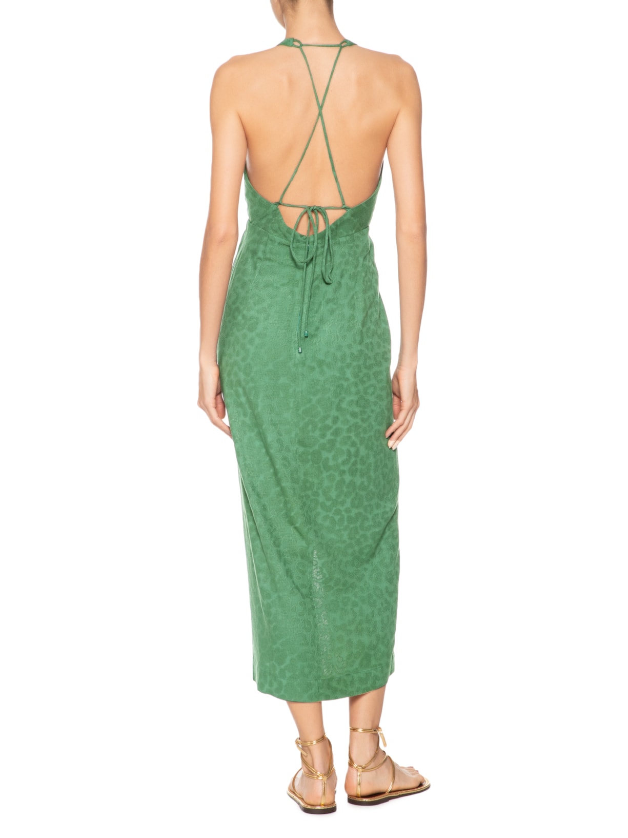 Vestido Pareô Jacquard Onça Cadis Verde Animale