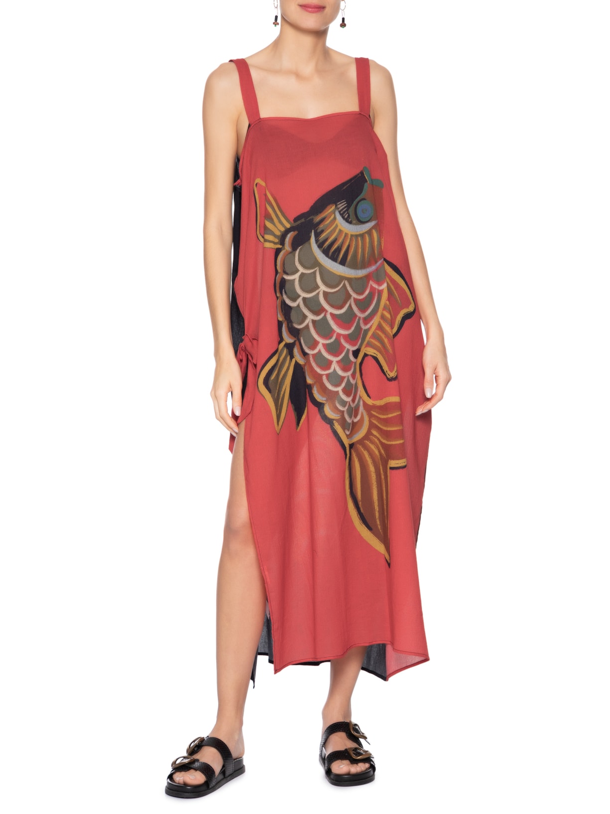 Vestido Pareo Peixe Red Vermelho Osklen