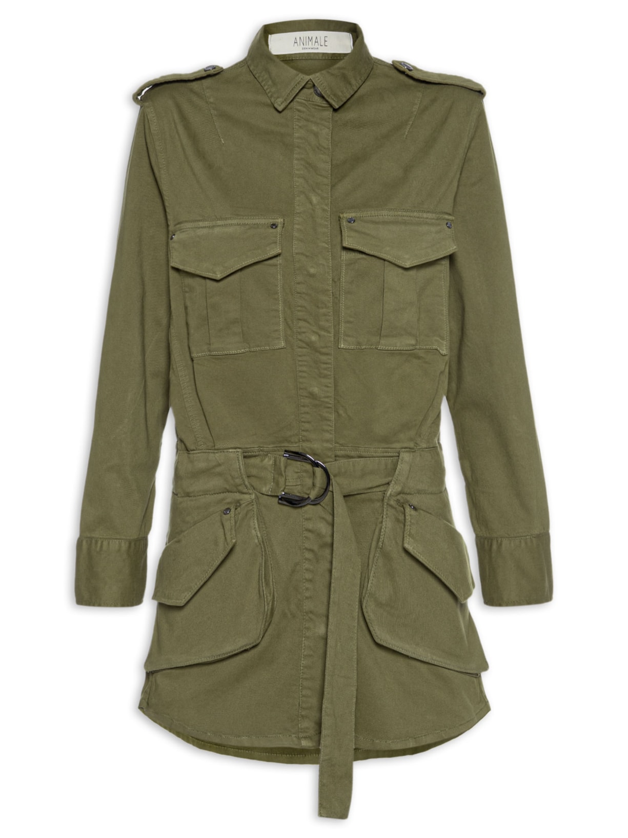 Vestido Parka Militar De Sarja - Verde