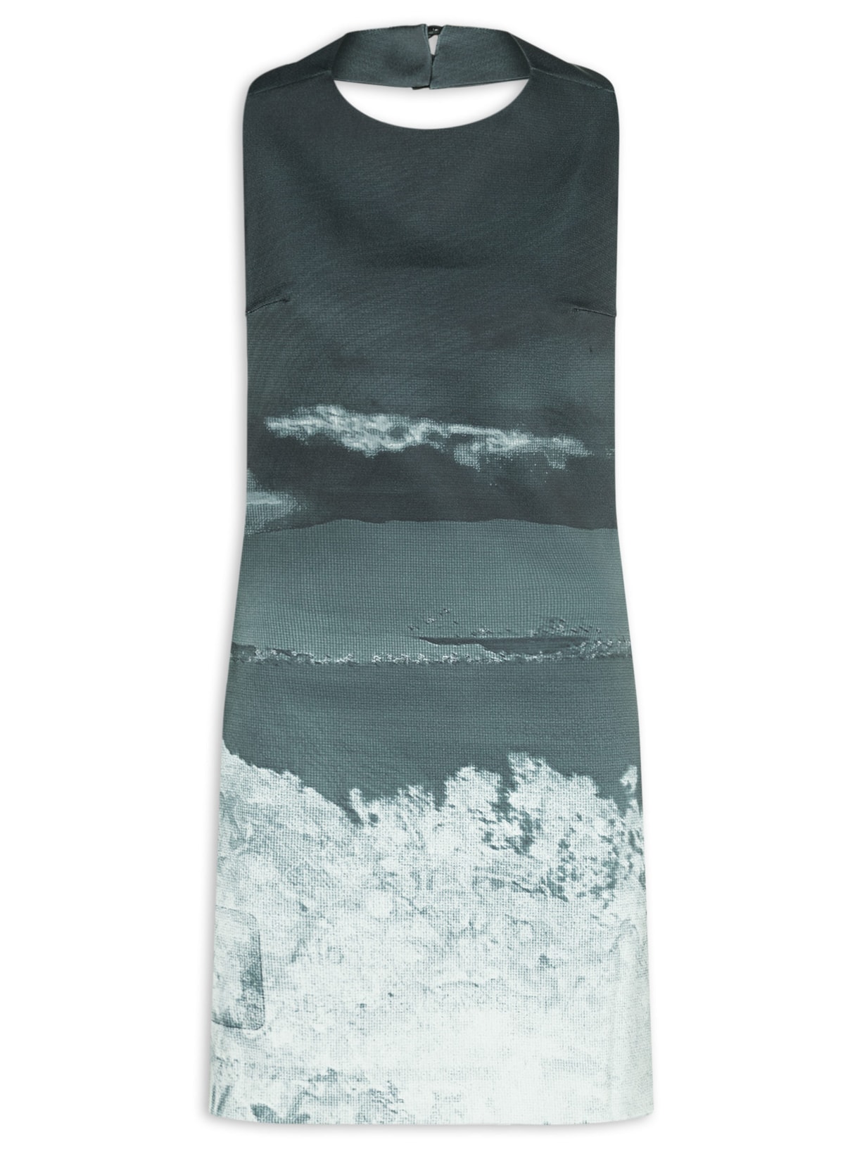 Vestido Paysage Estampado - Cinza