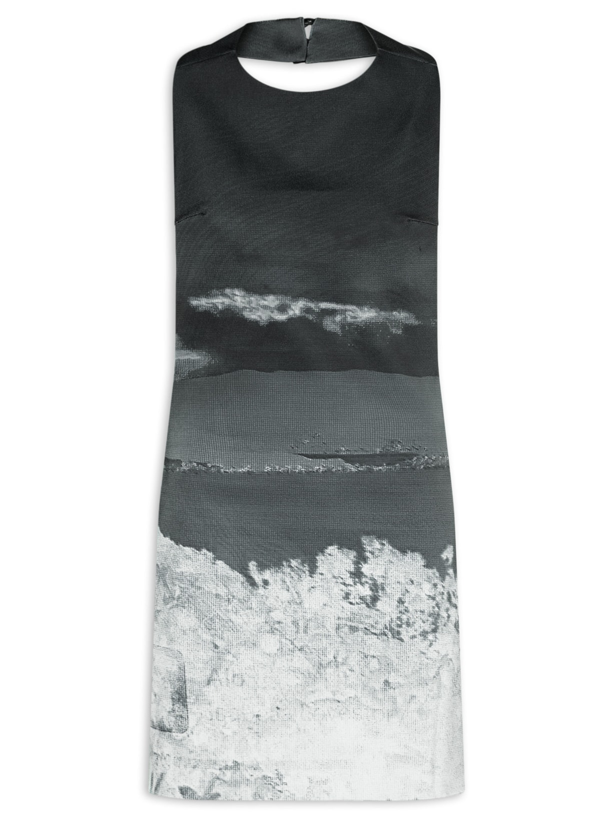 Vestido Paysage Estampado Cinza Galavote