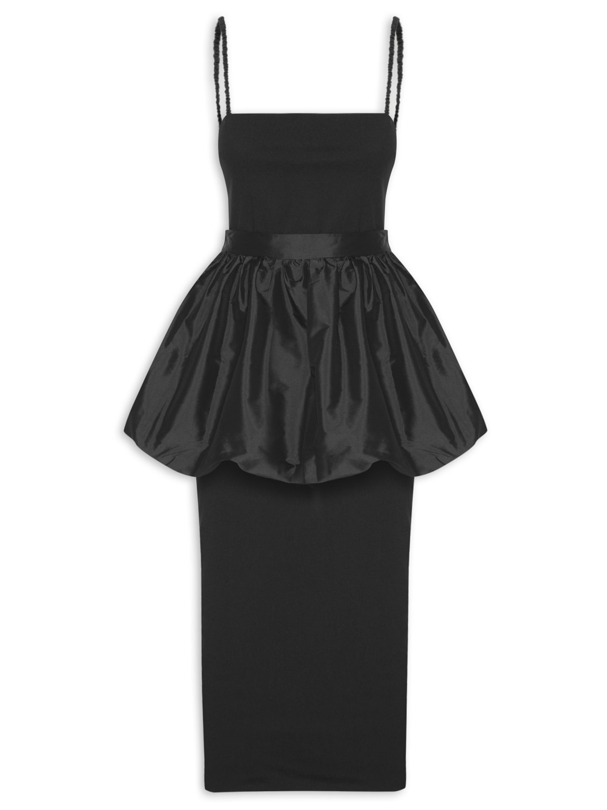 Vestido Peplum Com Saia Removível - Preto