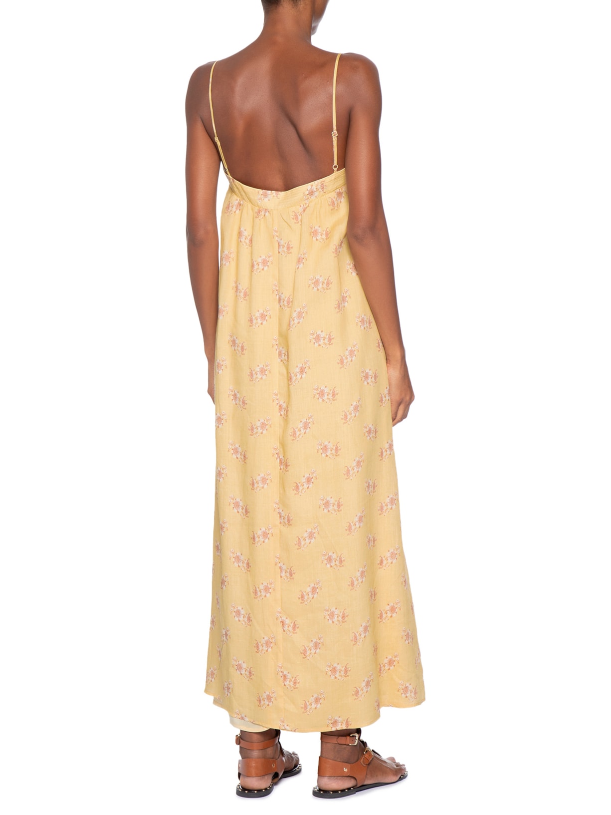 Vestido Pesponto Estampa Mini Fleur Amarelo Maria Filó