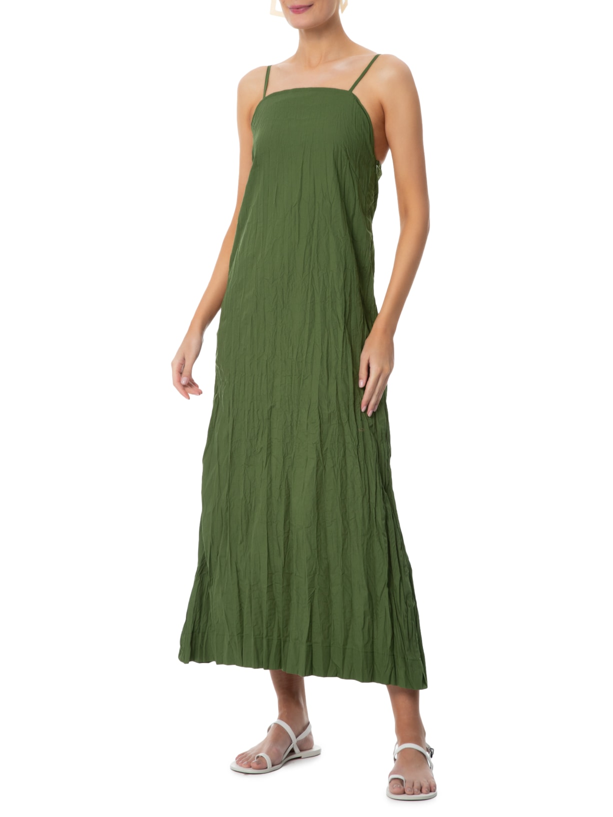 Vestido Pleat Midi Verde Osklen