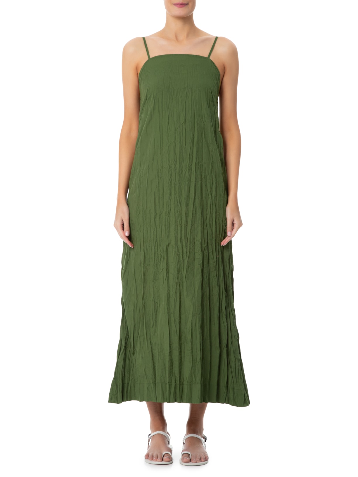 Vestido Pleat Midi Verde Osklen