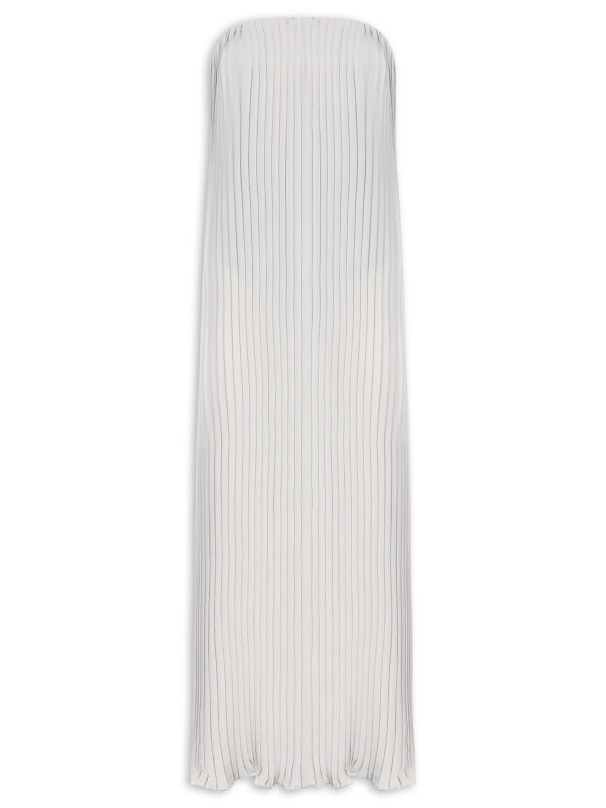 Vestido Plissado Longo - Cinza