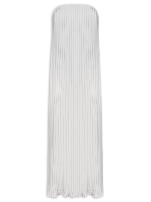 Vestido Plissado Longo - Cinza