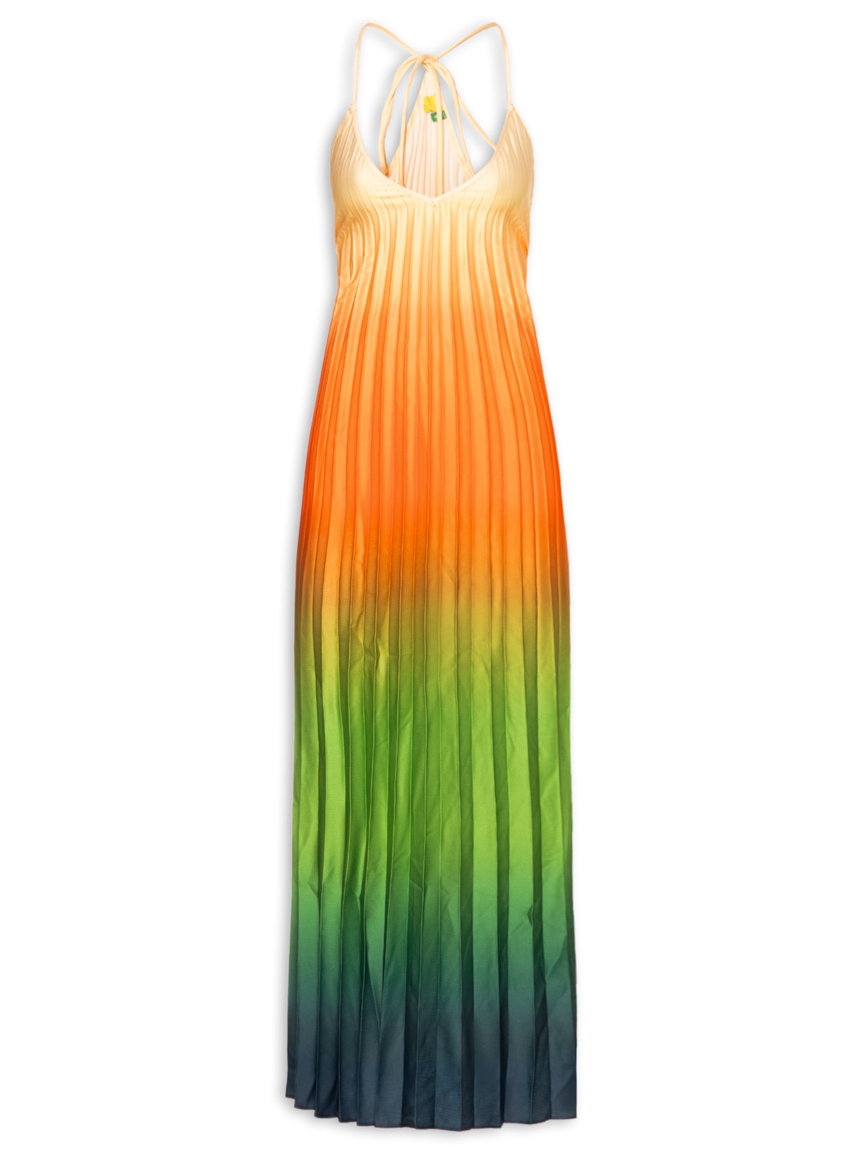 Vestido Plissado Longo Degradê Latina - laranja