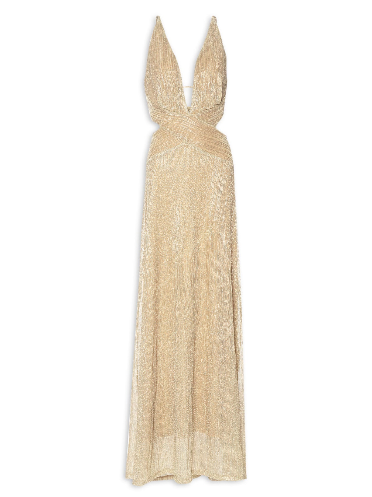 Vestido Plissado Metalizado Stefanie - Dourado