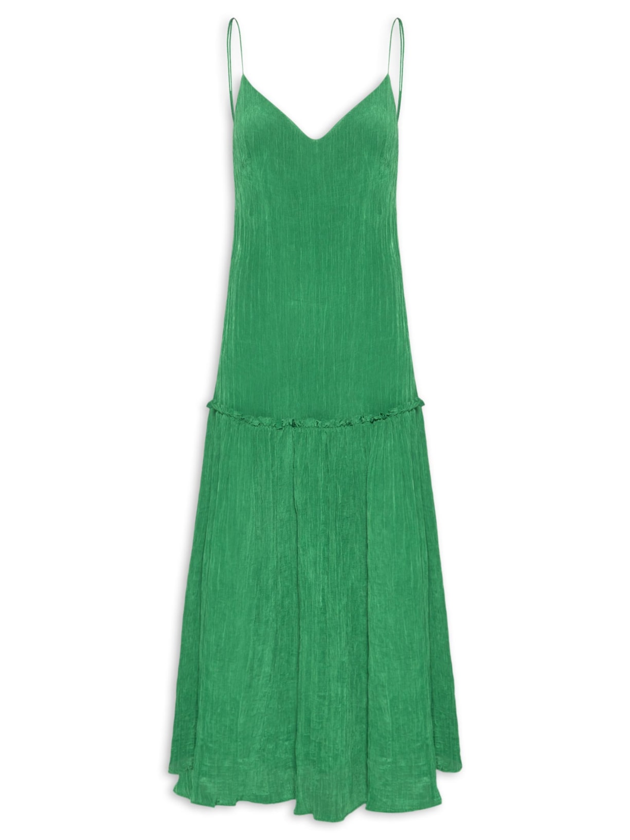 Vestido Plissado Midi Verde Farm