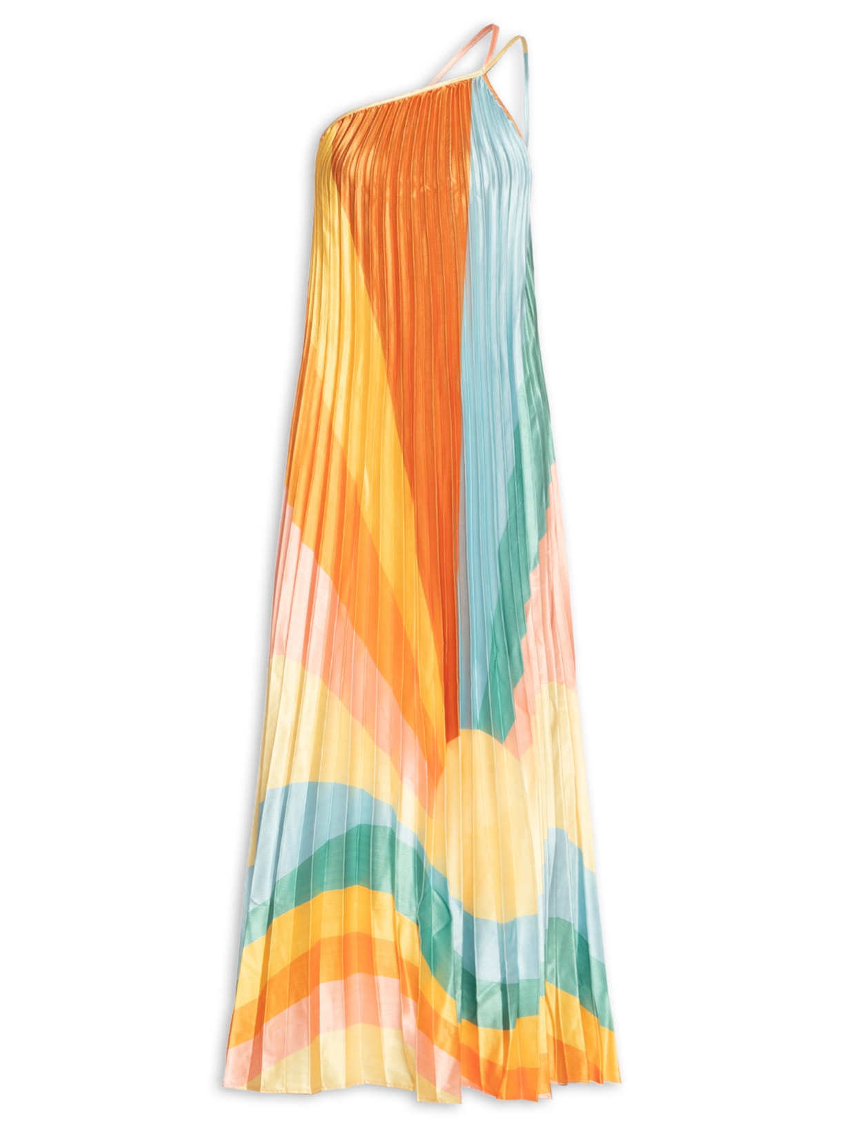 Vestido Plissado Paisagem Carioca Laranja Farm