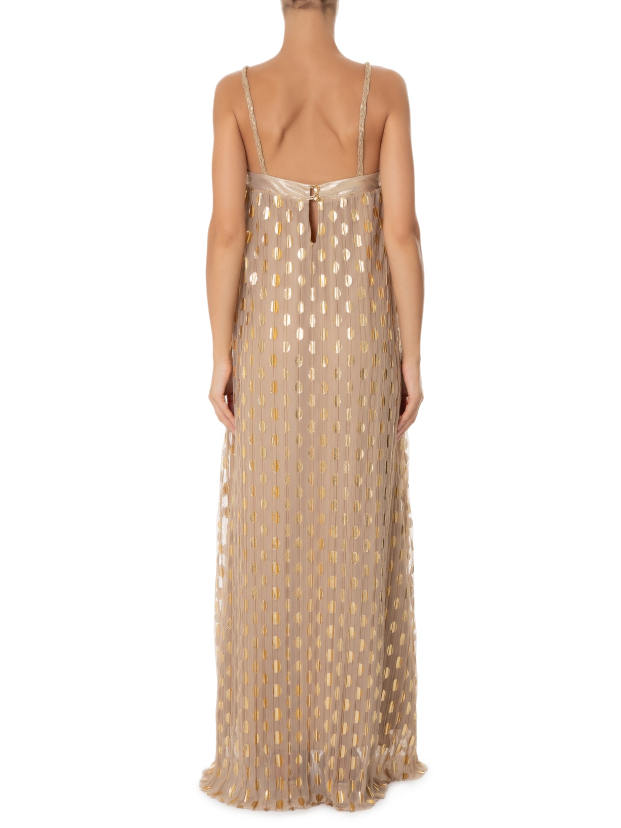 Vestido Plissado Poá Dourado Fernanda Di Biase