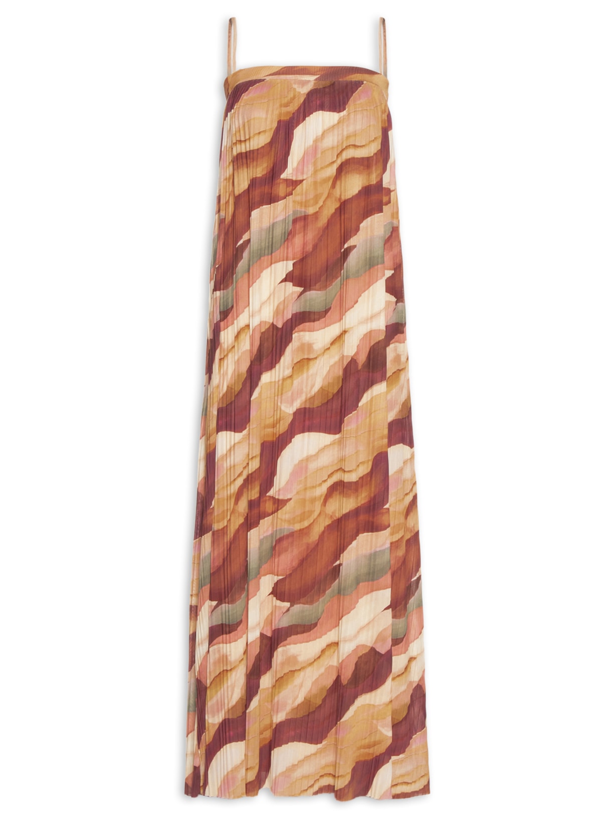 Vestido Plissado Tule Estampa Dunas - Rosa