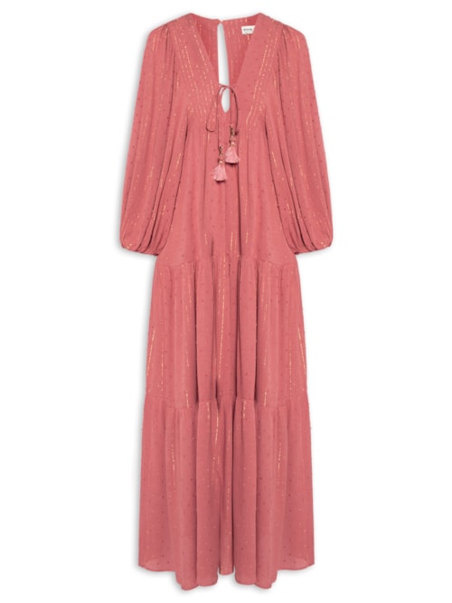 Vestido Poá Lurex - Rosa