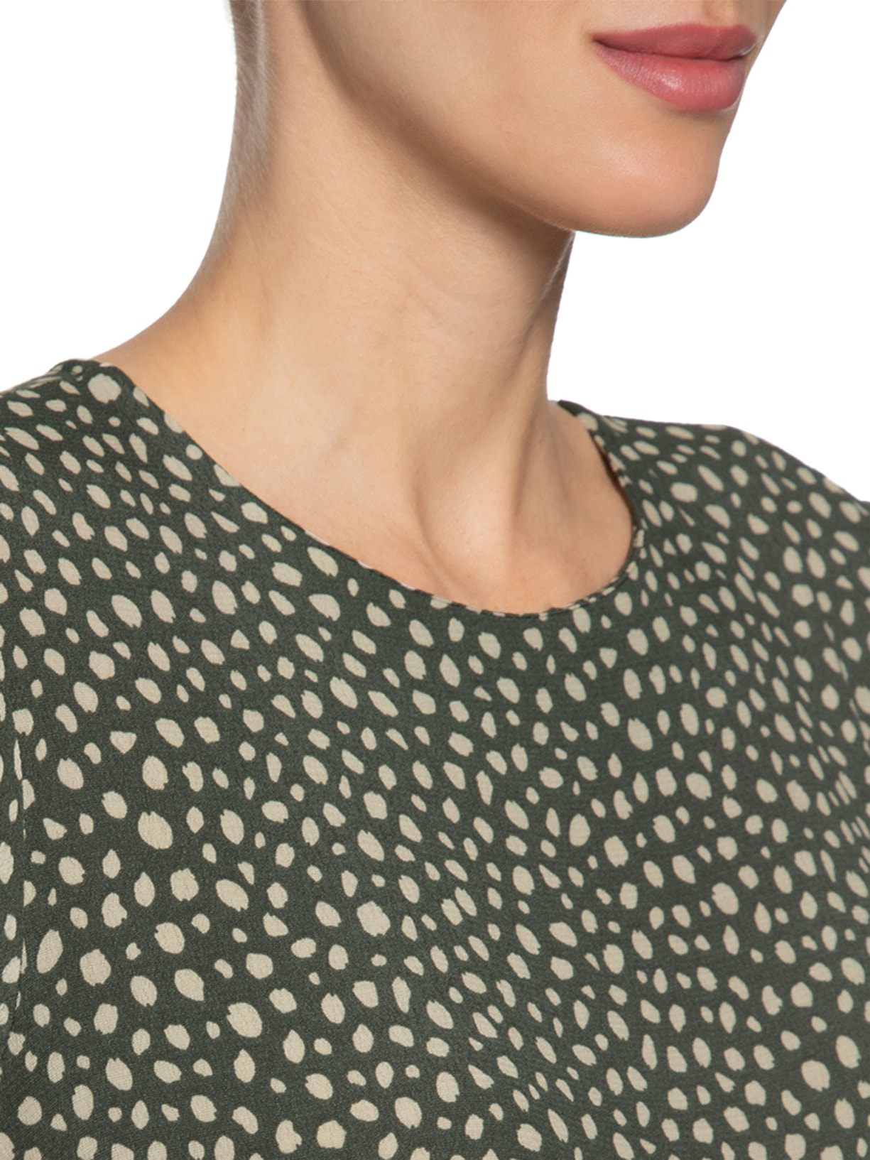 Vestido Poá Militar Verde Shoulder