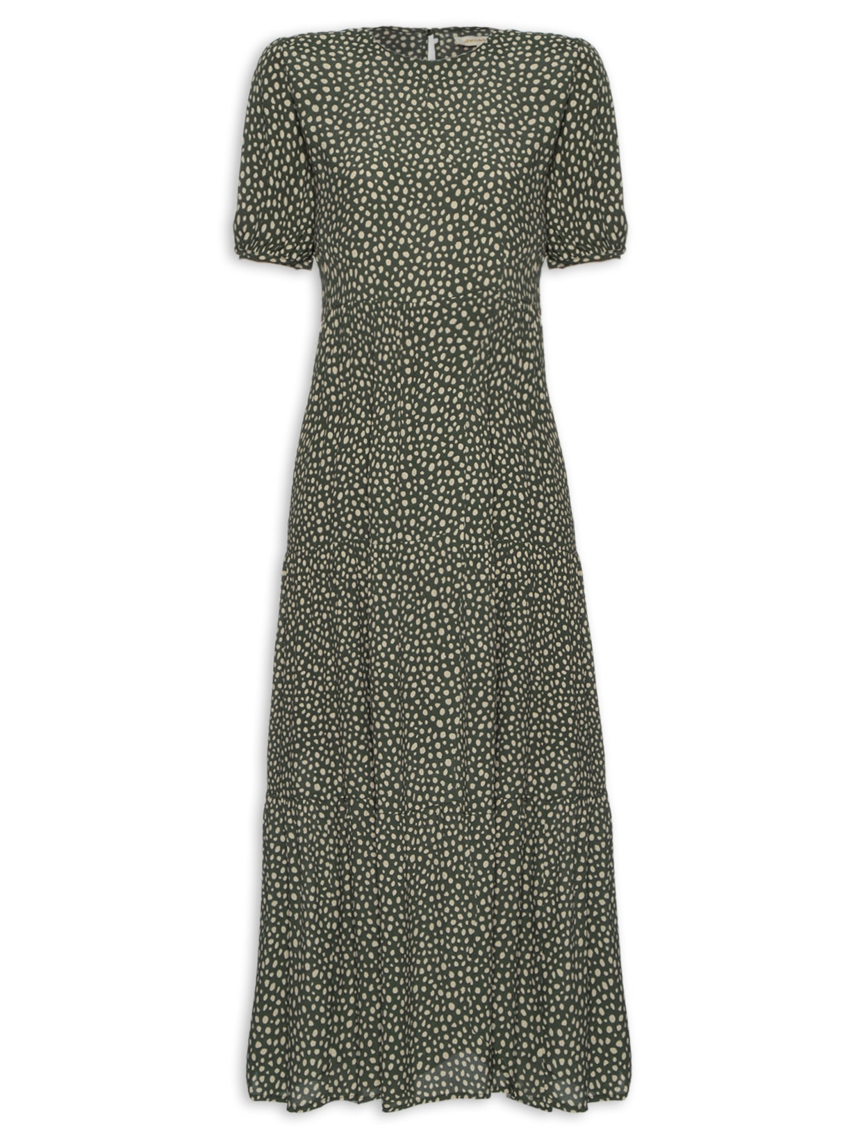 Vestido Poá Militar Verde Shoulder