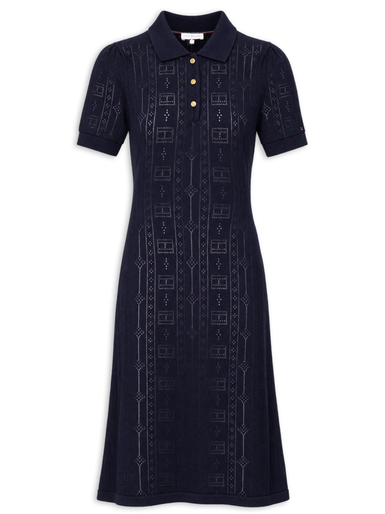 Vestido Pointelle Flag S/S SWT Azul Tommy Hilfiger