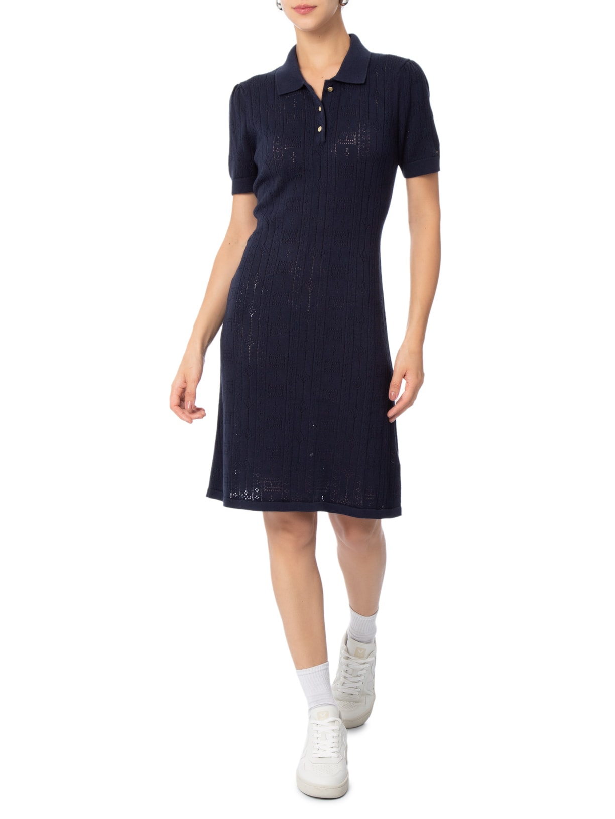 Vestido Pointelle Flag S/S SWT Azul Tommy Hilfiger