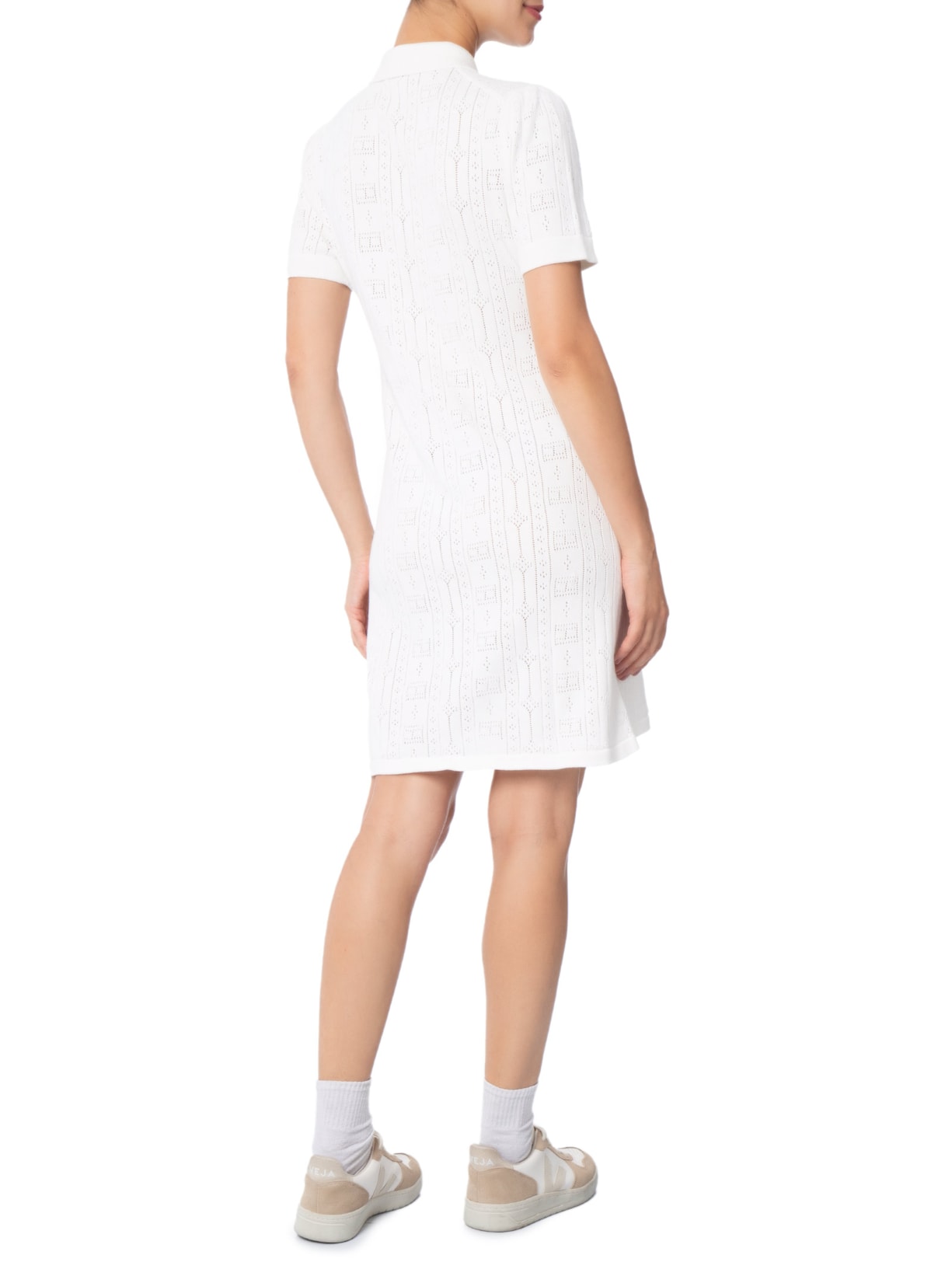 Vestido Pointelle Flag S/S SWT Bege Tommy Hilfiger