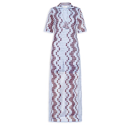 Vestido Polo Tricot Listra Ondas - Azul