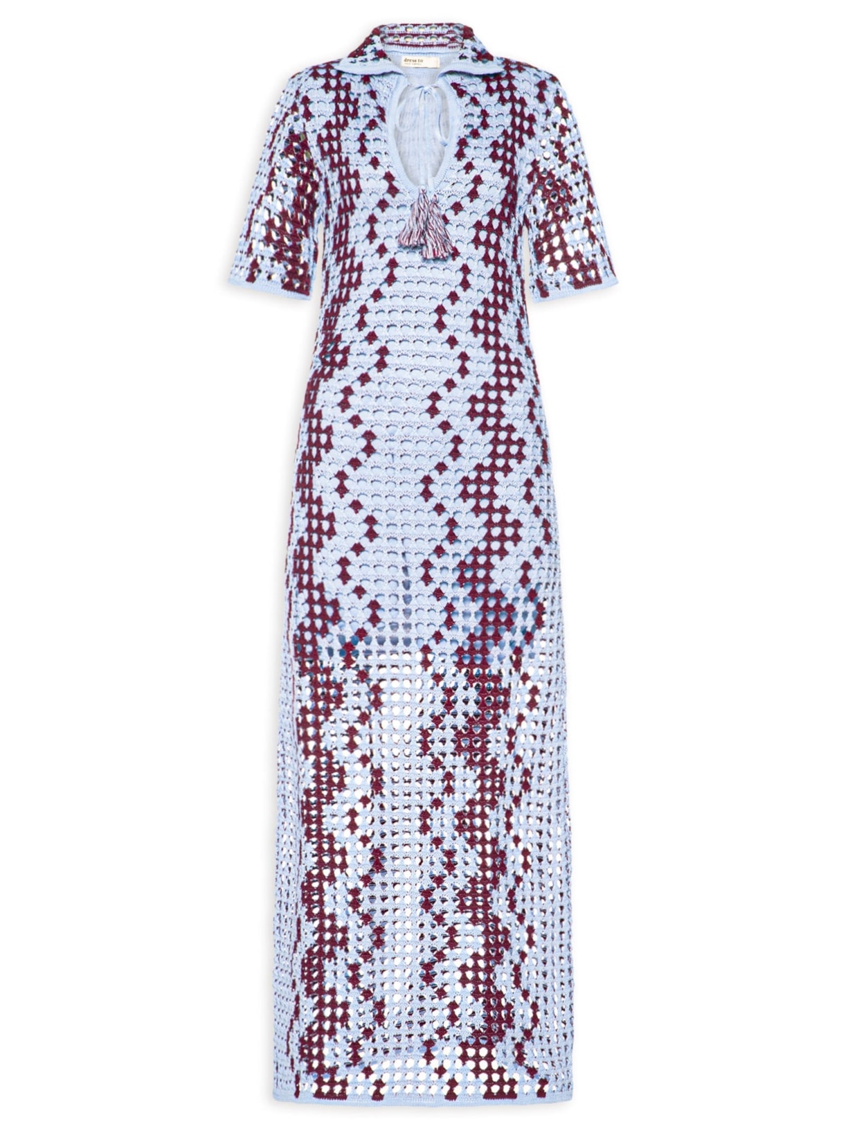 Vestido Polo Tricot Listra Ondas - Azul