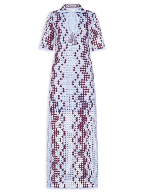 Vestido Polo Tricot Listra Ondas - Azul