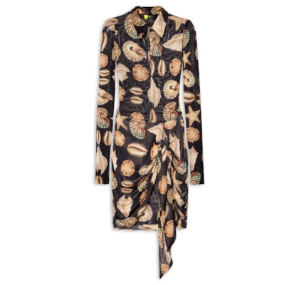 Vestido Polo Tule Conchas - Preto