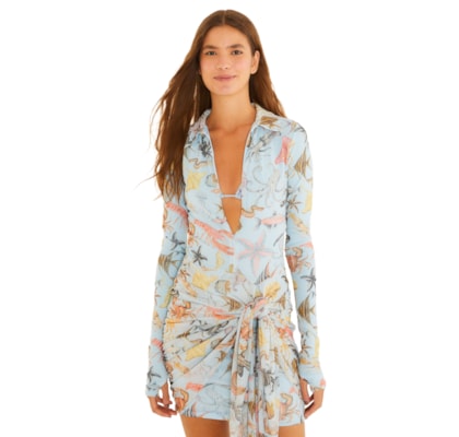 Vestido Polo Tule Vida Marinha - Azul