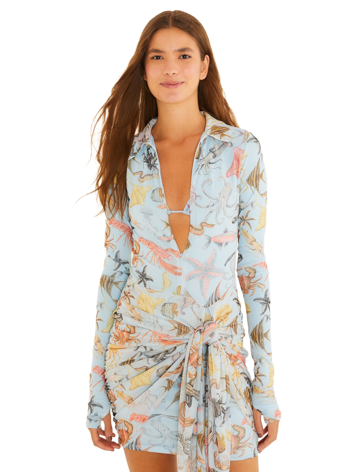 Vestido Polo Tule Vida Marinha - Azul