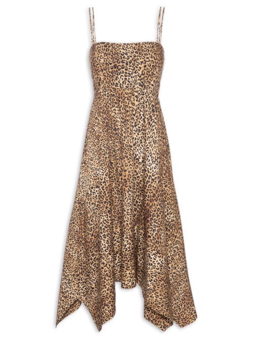 Vestido Pontas Onça Manchas - Marrom