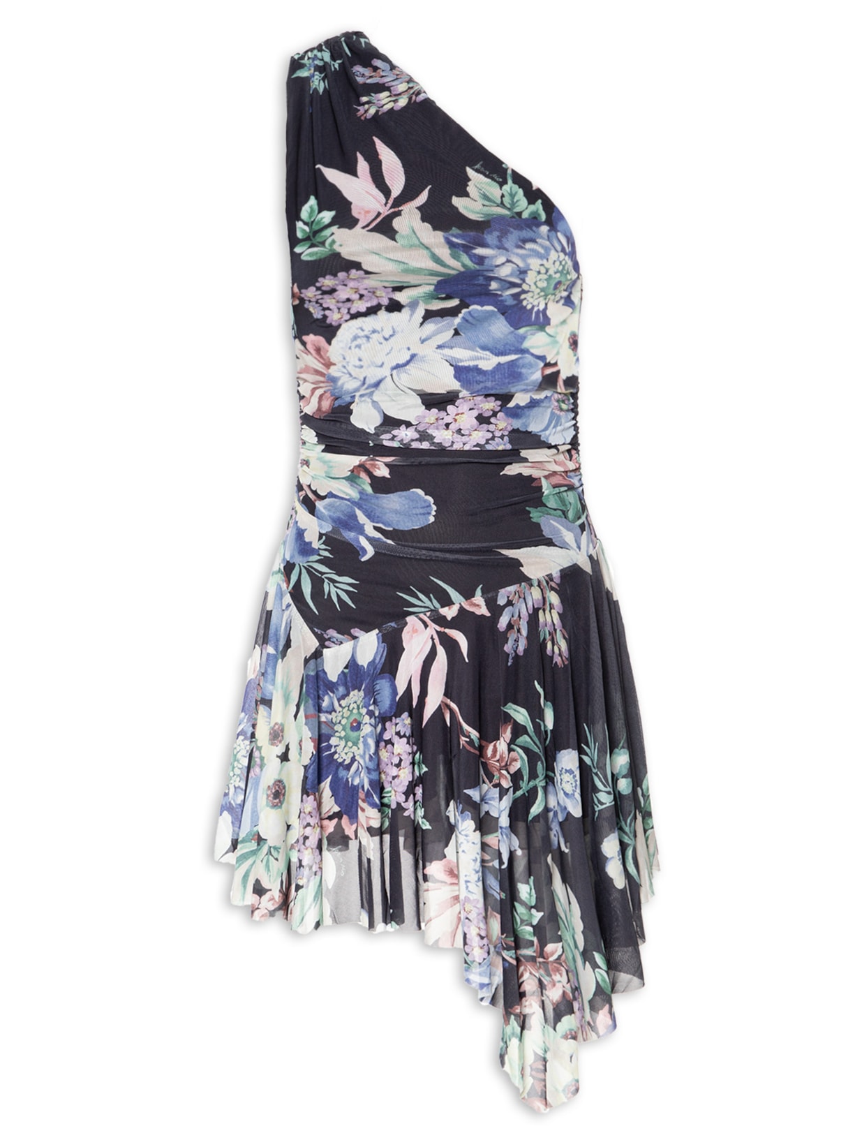 Vestido Pontas Tule Floral Leni Preto Farm
