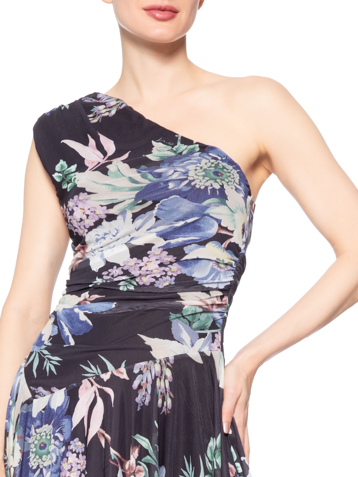 Vestido Pontas Tule Floral Leni Preto Farm