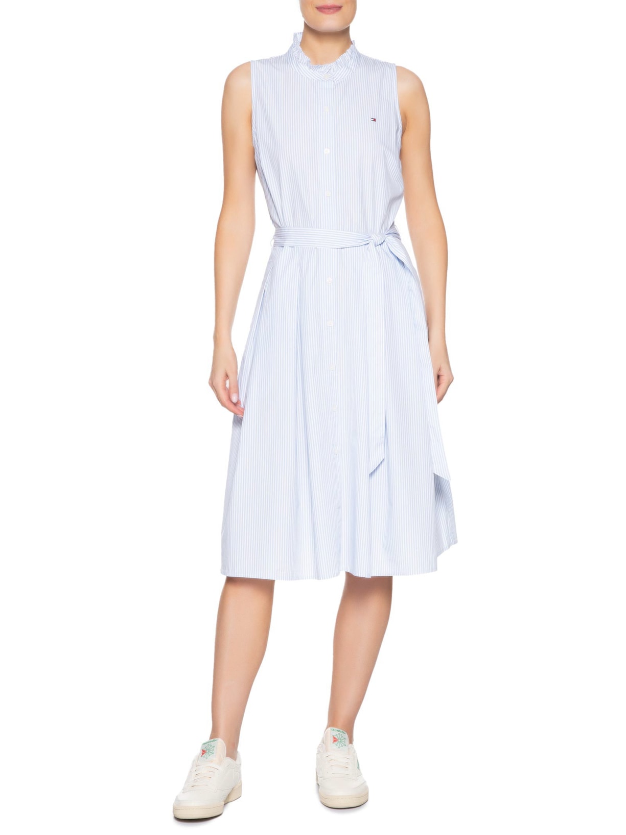 Vestido Poplin Frill Azul Tommy Hilfiger