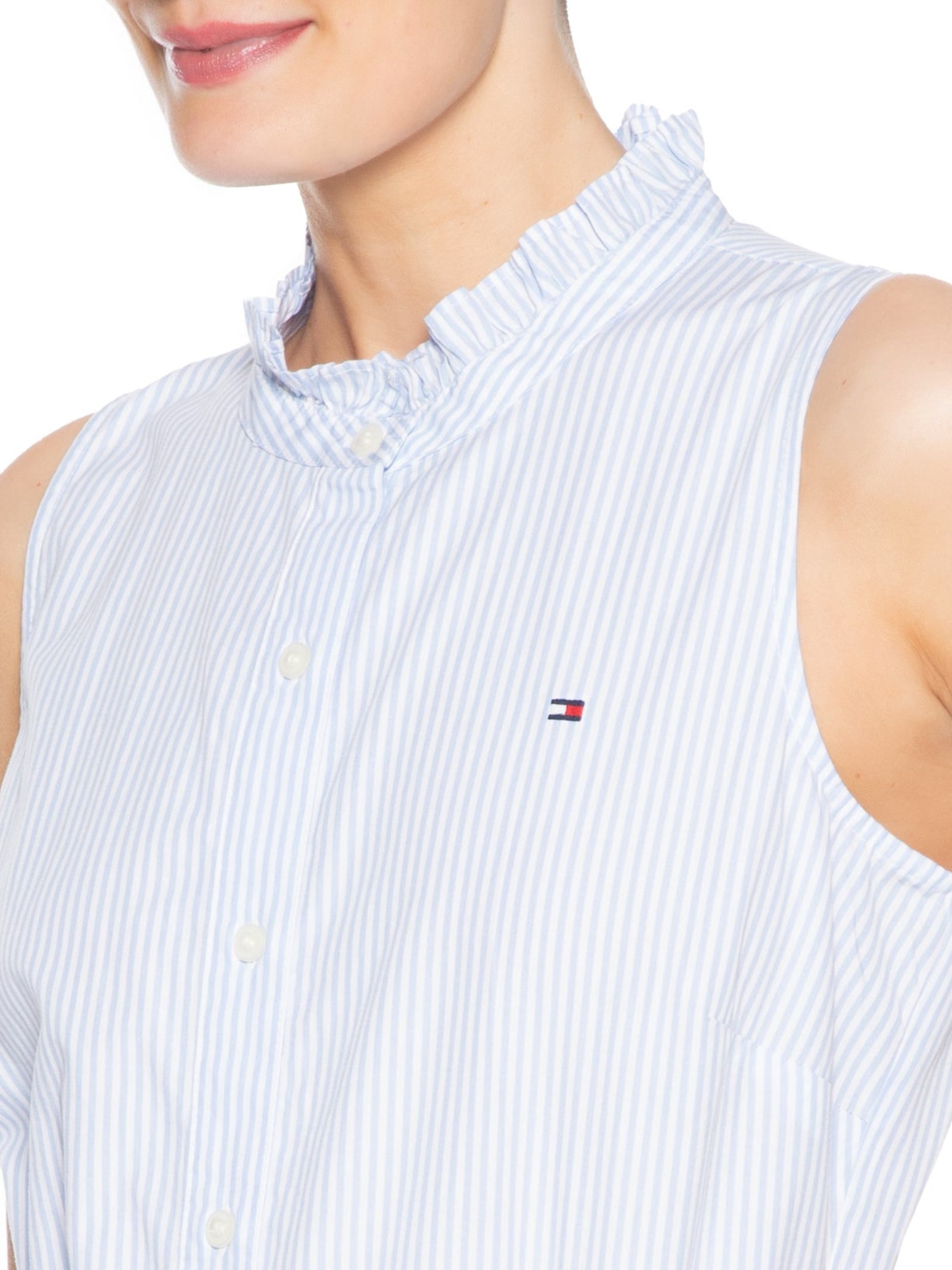 Vestido Poplin Frill Azul Tommy Hilfiger