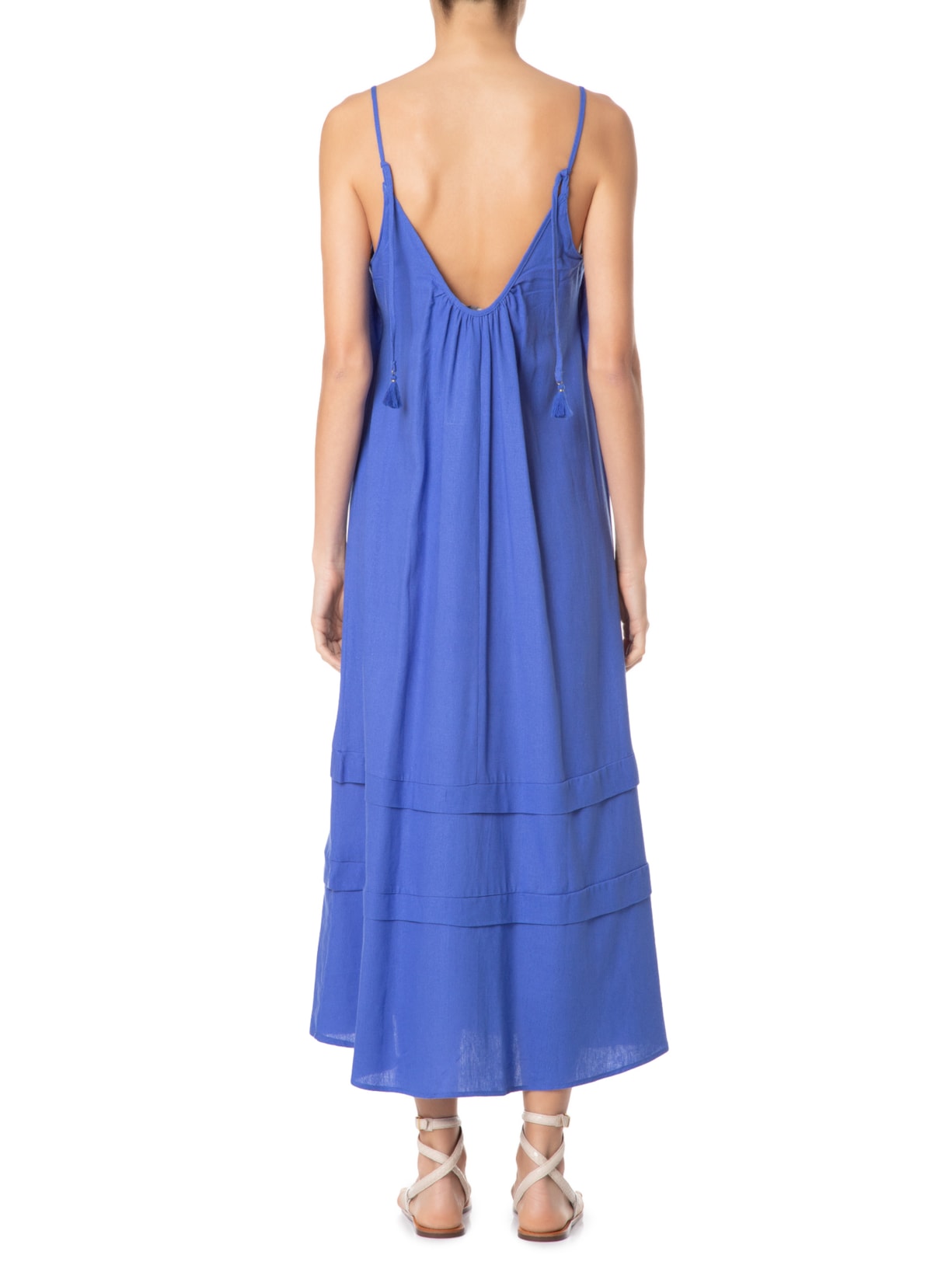 Vestido Pregas Azul Maria Filó