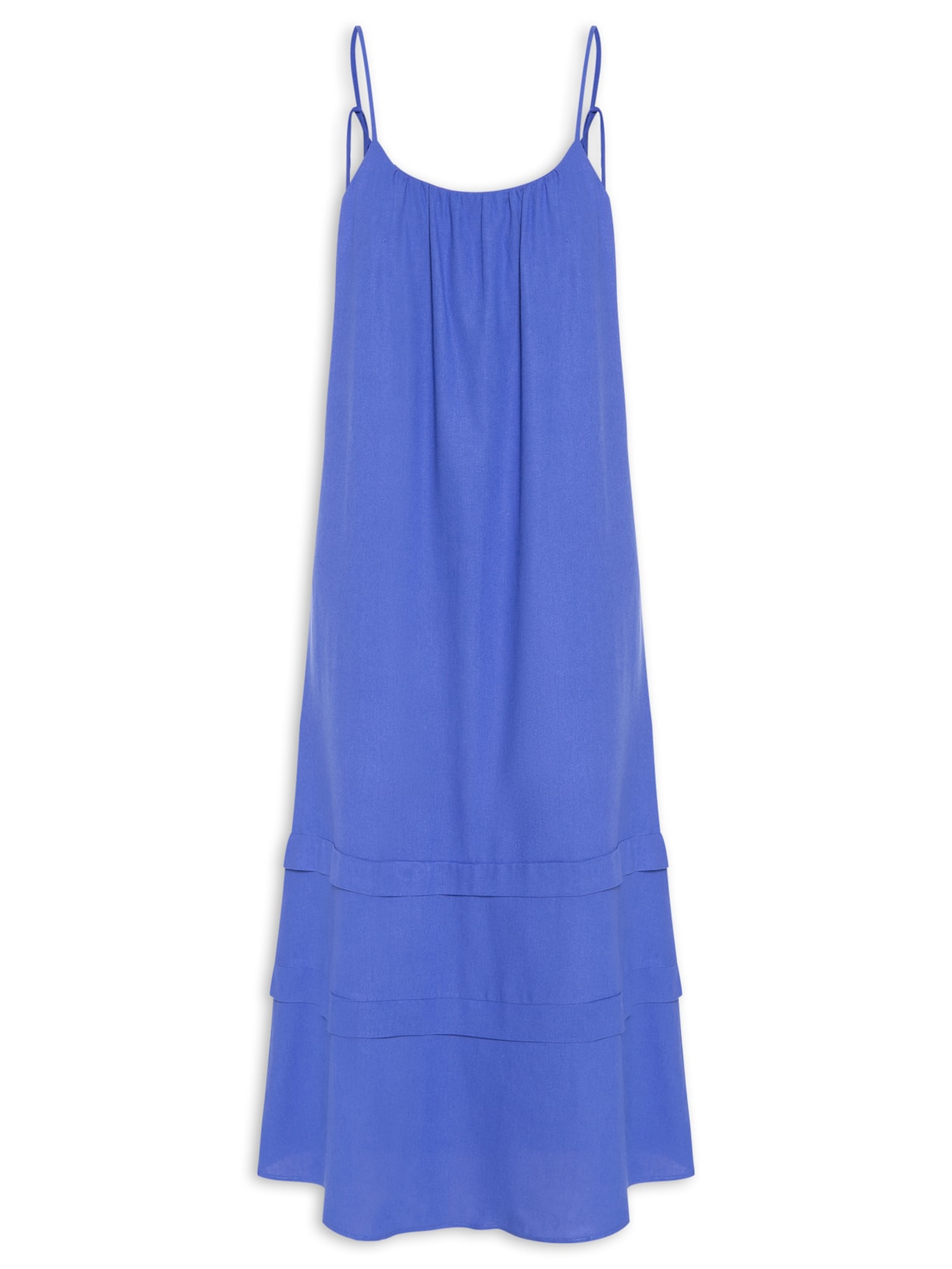 Vestido Pregas Azul Maria Filó
