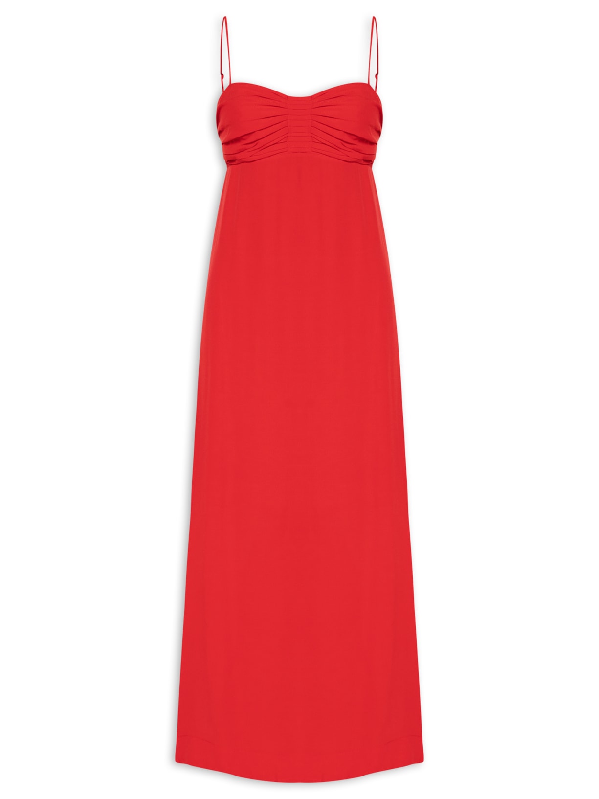 Vestido Pregas Busto - Vermelho