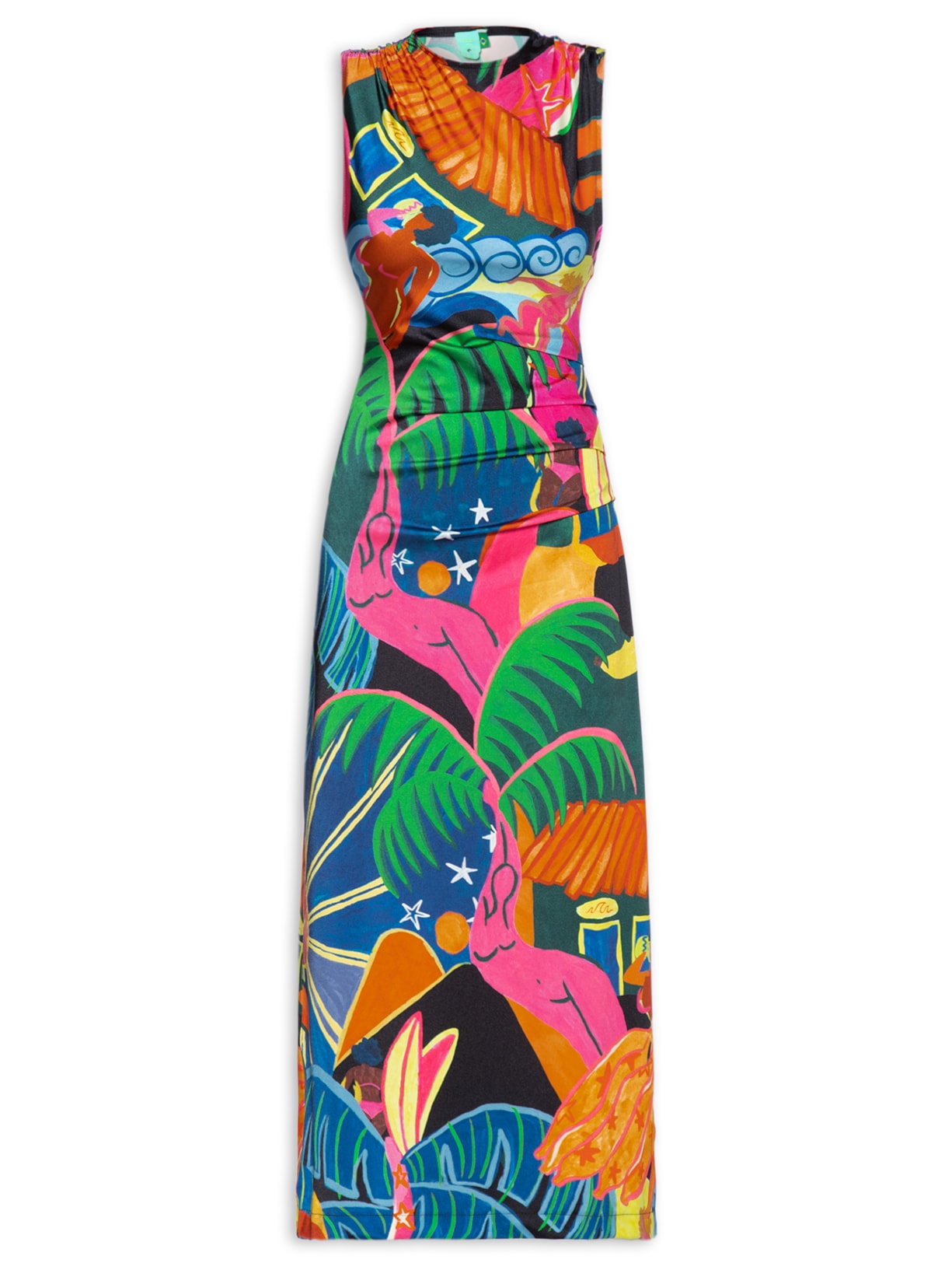 Vestido Pregas Fantasia - Rosa