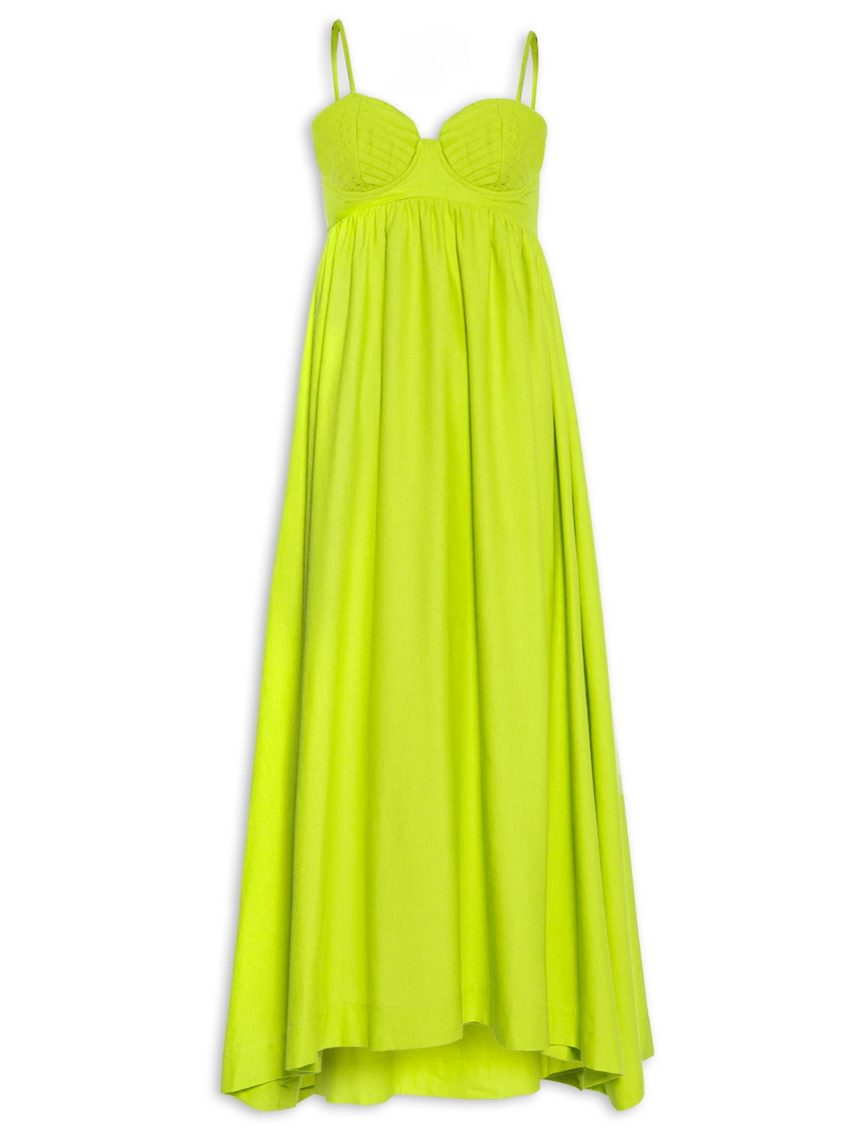 Vestido Pregas Longo - Verde