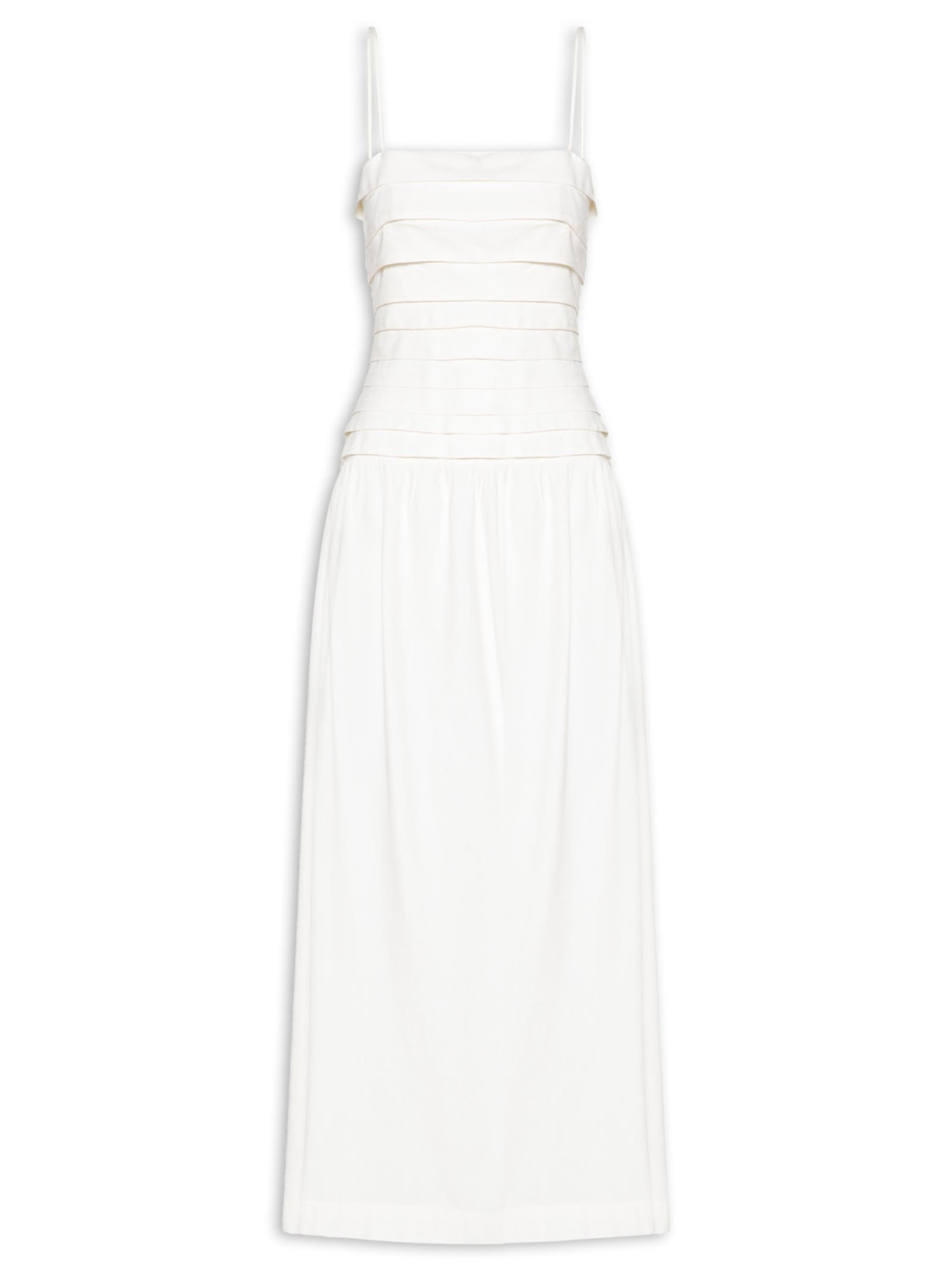 Vestido Pregas Midi - Branco