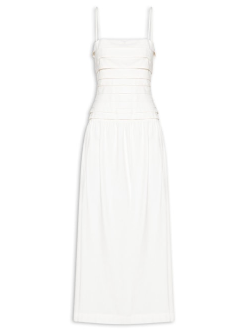 Vestido Pregas Midi - Branco