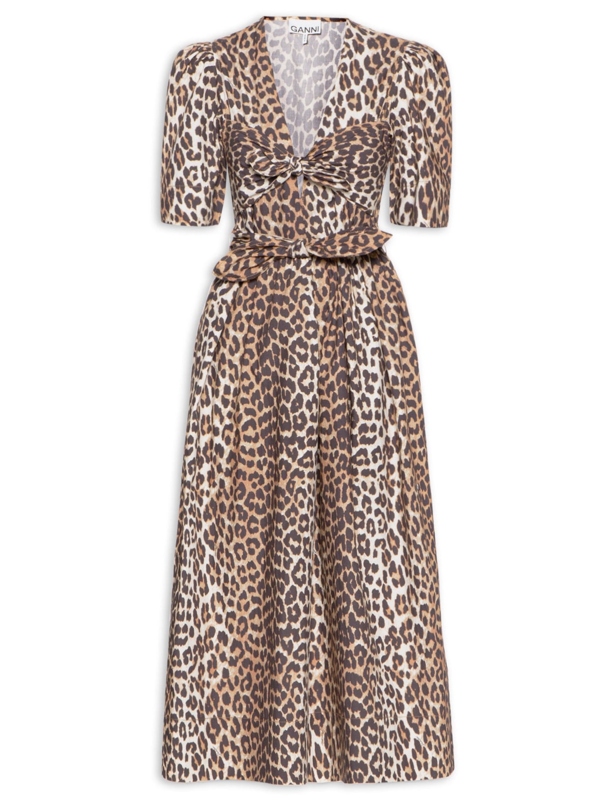 Vestido Printed Tie Strap Midi Dress - Animal Print