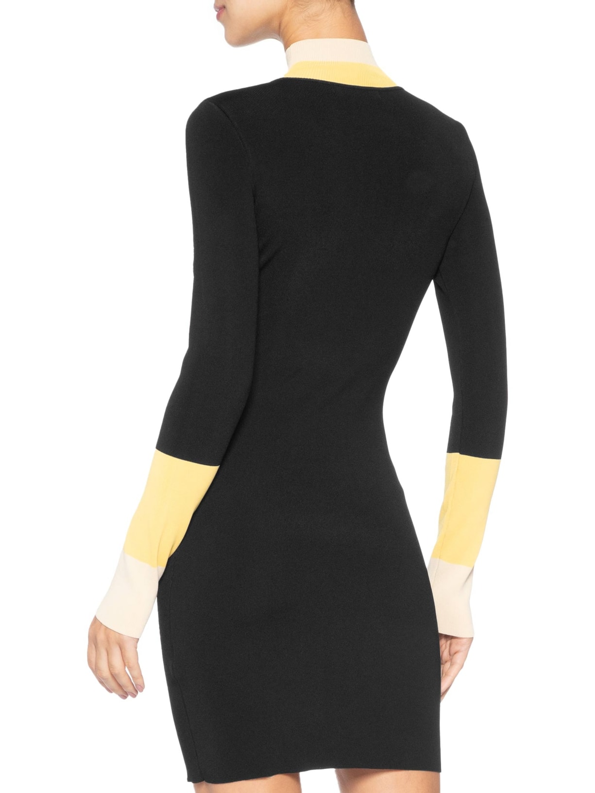 Vestido Punho Listrado De Tricot Preto Animale