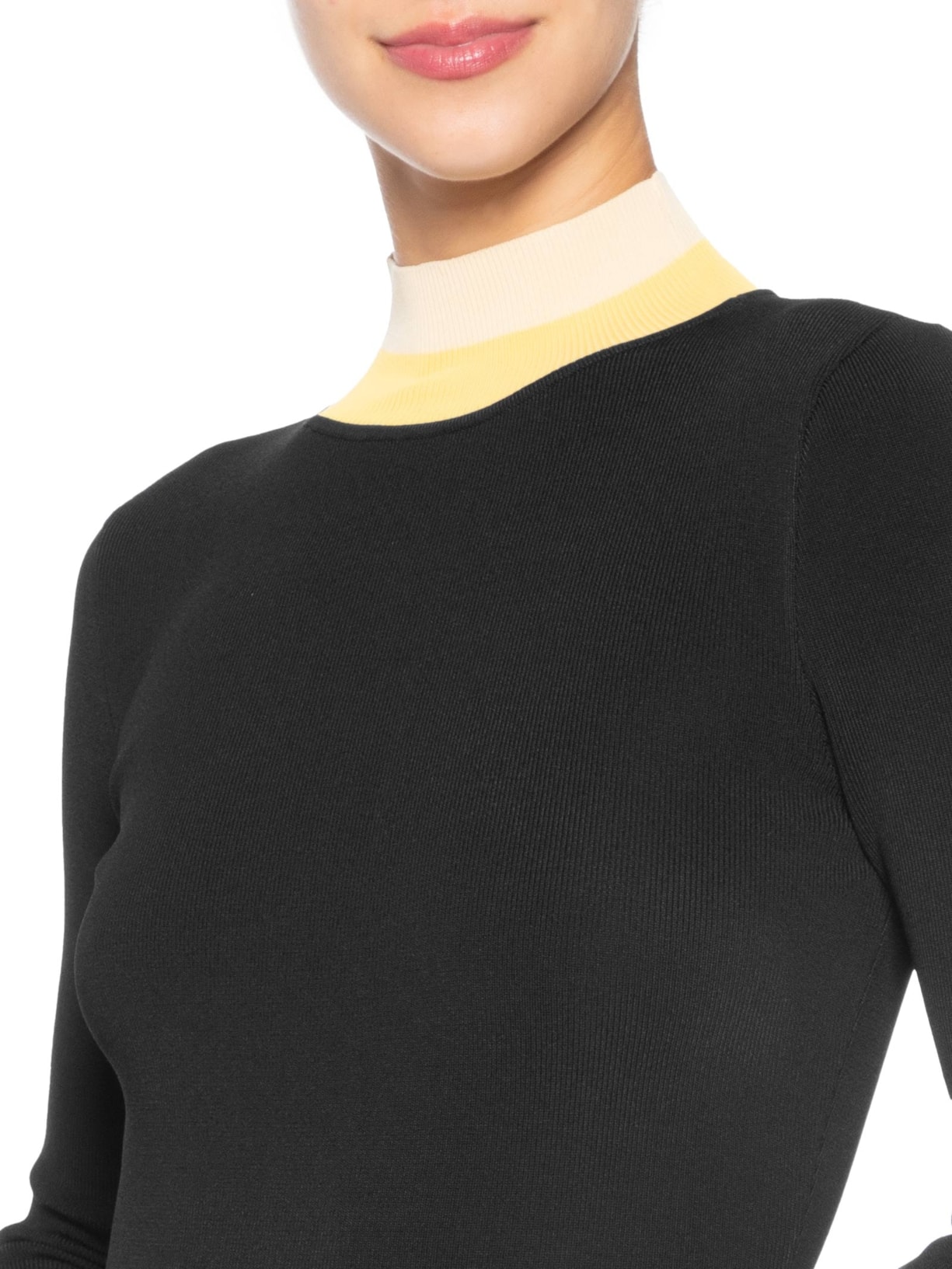 Vestido Punho Listrado De Tricot Preto Animale