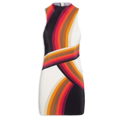 Vestido Raglan Curto Plisse Onda - Branco