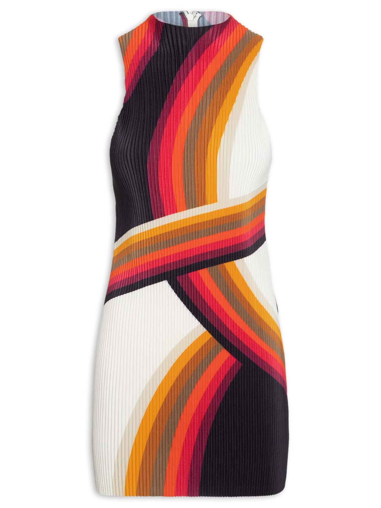 Vestido Raglan Curto Plisse Onda - Branco