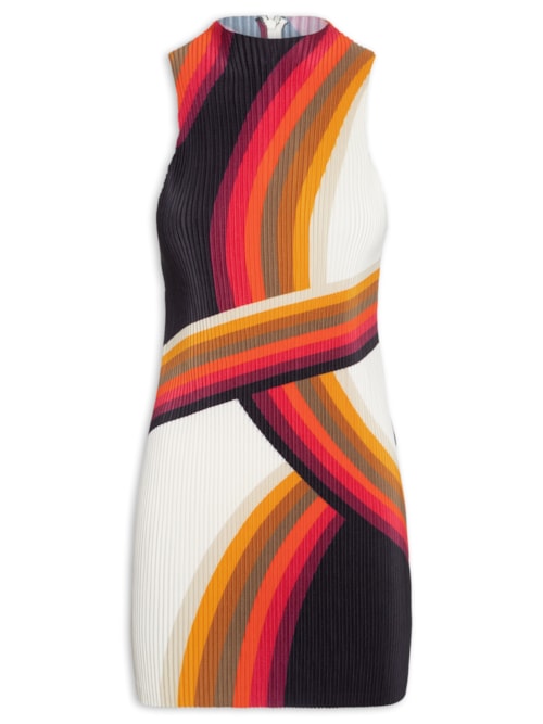 Vestido Raglan Curto Plisse Onda - Branco